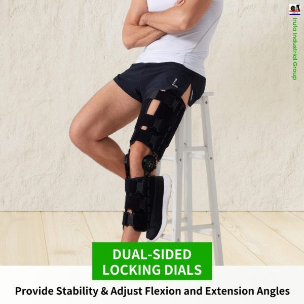 ROM Hinged Knee Support, Medical Knee Brace with Side Stabilizers & Locking Dials - Image 5