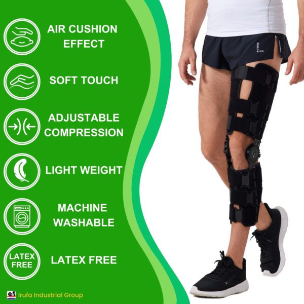 ROM Hinged Knee Support, Medical Knee Brace with Side Stabilizers & Locking Dials - Image 4