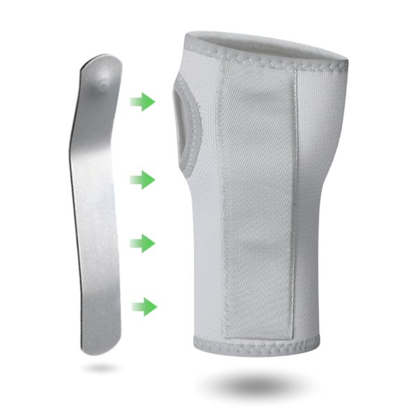 Wrist and Forearm Compression Sleeve, Adjustable Night Wrist Support Brace with Splints (Gray) - Image 2