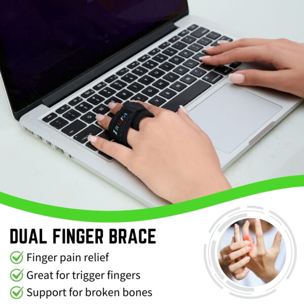 Dual Finger Sleeves Protectors, Compression Elastic Adjustable Brace Buddy Wraps - Image 5