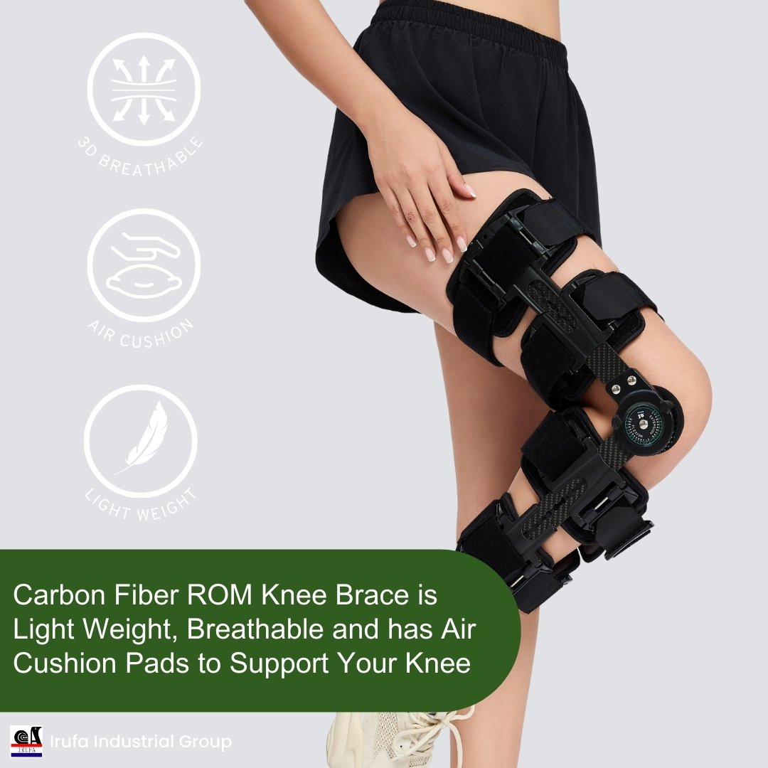 22【KN-ROM-A12】Spacer Fabric Carbon Fiber ROM Knee Brace with Quick Release Buckle Straps - Image 4