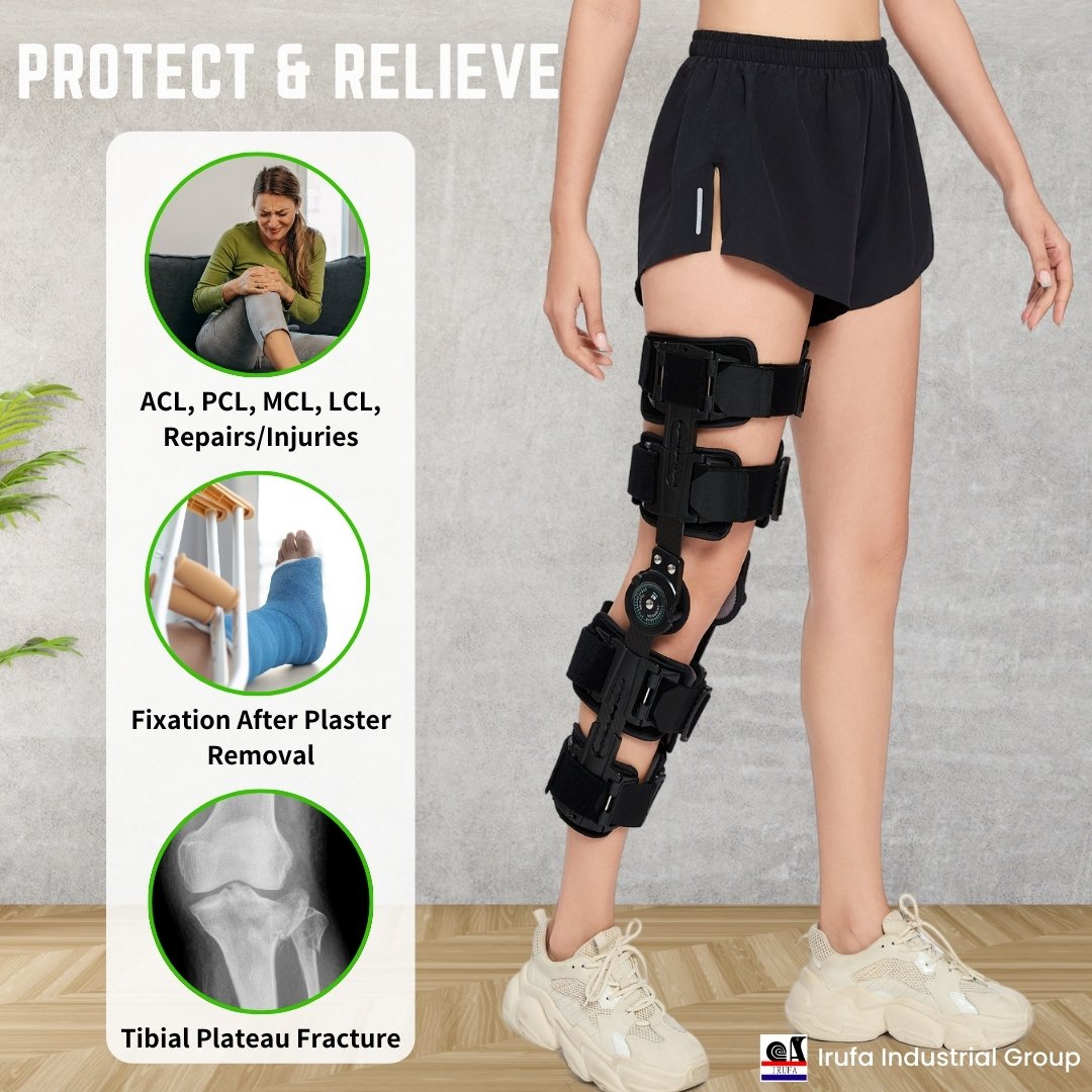 22【KN-ROM-A12】Spacer Fabric Carbon Fiber ROM Knee Brace with Quick Release Buckle Straps - Image 6