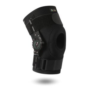 16【KN-SF-15 ROM1】Spacer Fabric ROM Hinged Knee Sleeve with Adjustable Straps